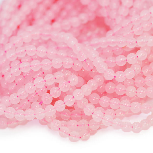 Små runda pärlor av naturlig, tonad "candy jade", ca 3.7mm, rosa rosa