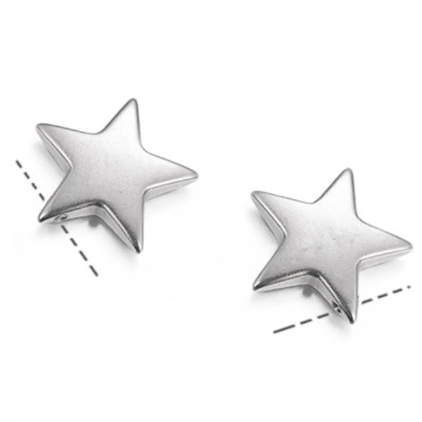 Berlock, stjärna, rostfritt kirurgiskt stål, 14mm, 1st silver