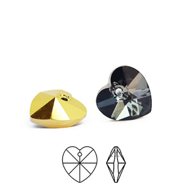 Preciosa berlocker, 10mm hjärtan, Crystal 1/2 Aurum, 4st guld