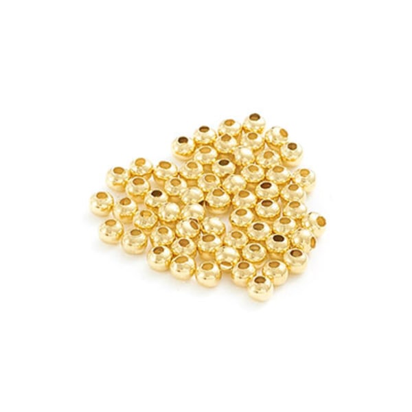 SMÅ runda pärlor av rostfritt kirurgiskt stål/18K guldplätering, guld