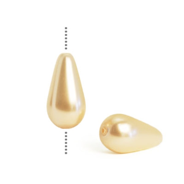Droppformade Preciosa Nacre Pearls (premiumkvalitet), 15x8mm, Cr
