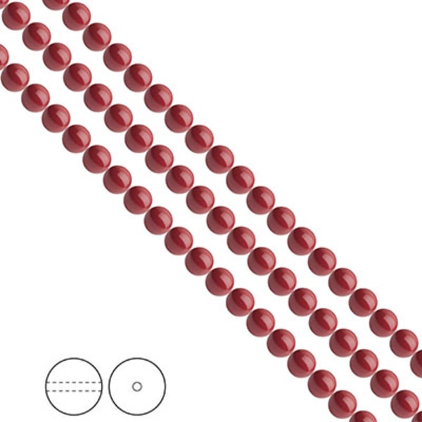 Preciosa Nacre Pearls (premiumkvalitet), 4mm, Cranberry, 30st