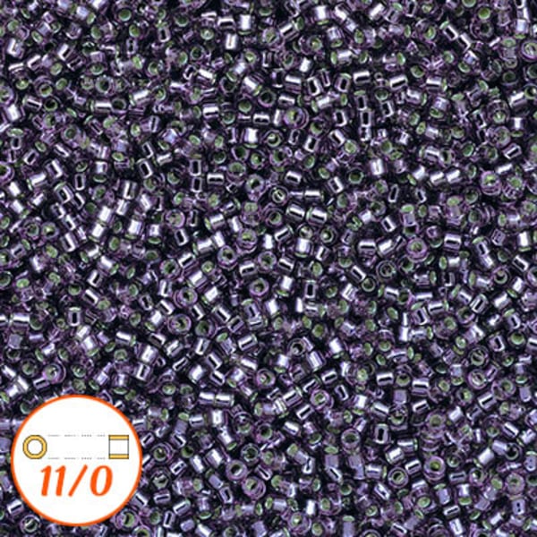 Miyuki Delica 11/0, silver-lined light amethyst, 5g