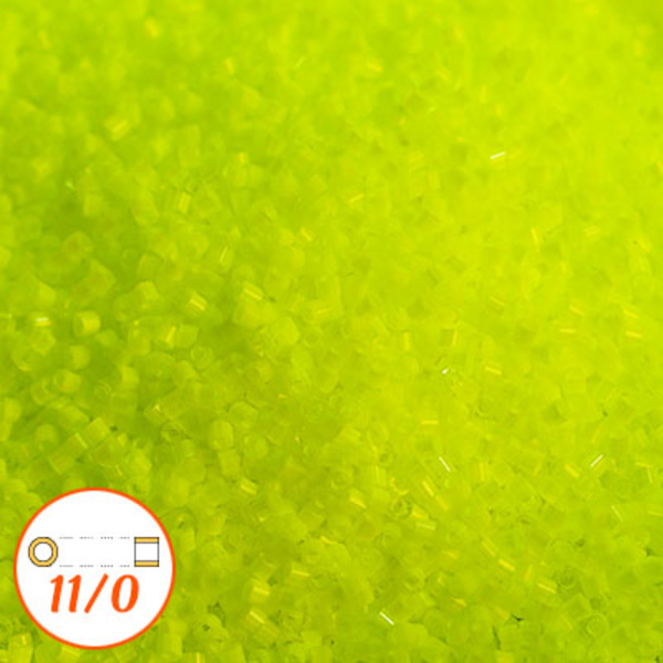 Miyuki Delica 11/0, I-D neon lemonade silk glazed, 5g gul