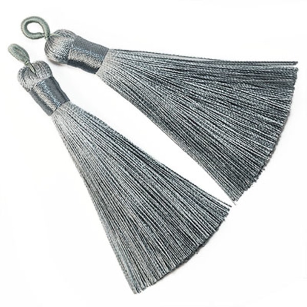 Tassels av polyester, ca 6-7cm, silvergråa, 2st grå