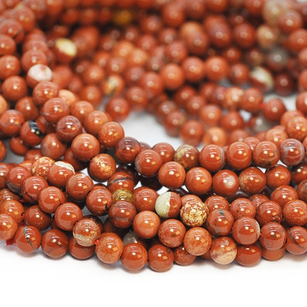 Små runda pärlor av naturlig breccierad jaspis, ca 3.4mm, ca 125 brun
