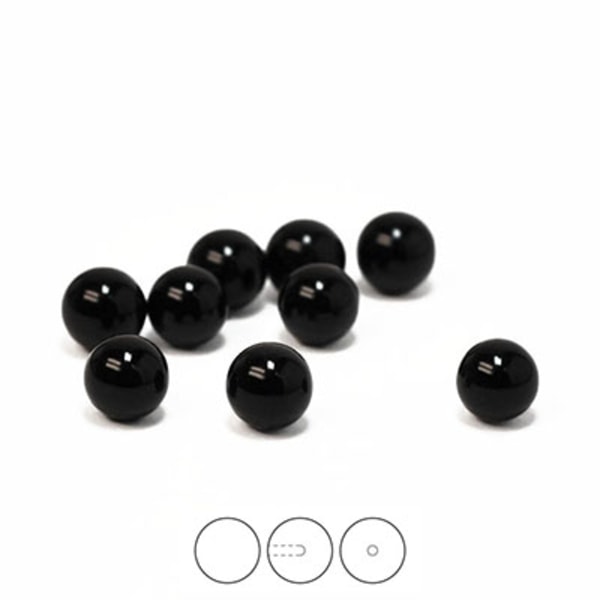 Halvborrade pärlor av naturlig, tonad svart onyx, ca 4mm, 2st svart
