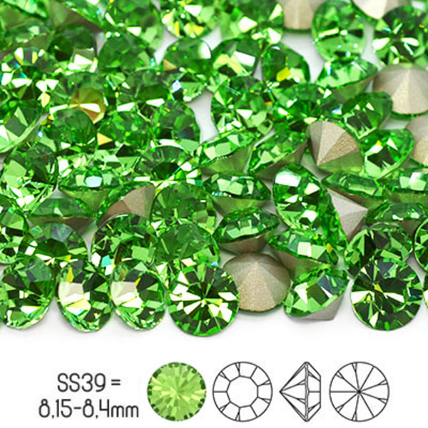 Preciosa chatons, SS39 (ca 8mm), Peridot, 4st orange