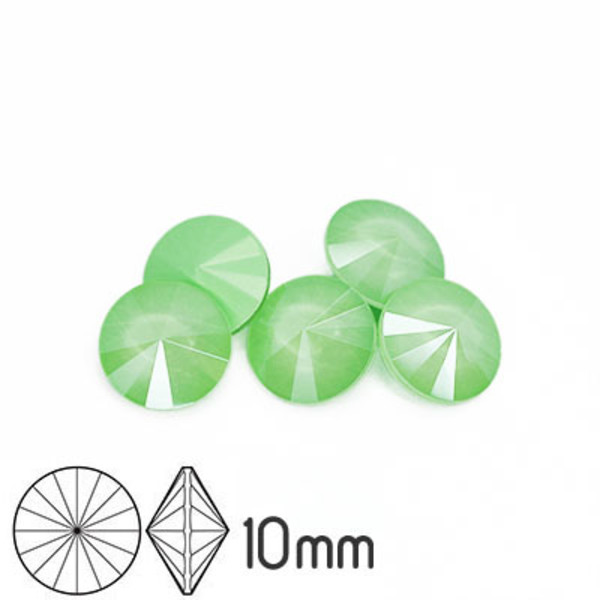 Aurora rivoli kristaller, 10mm (SS45), Crystal Mint Green, 4st grön