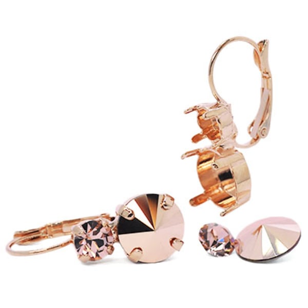 Brisyrkrokar med infattningar för 6mm och 10.6mm strass, roséfär guld