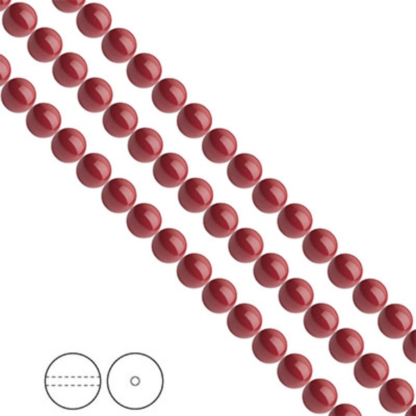 Preciosa Nacre Pearls (premiumkvalitet), 6mm, Cranberry, 25st