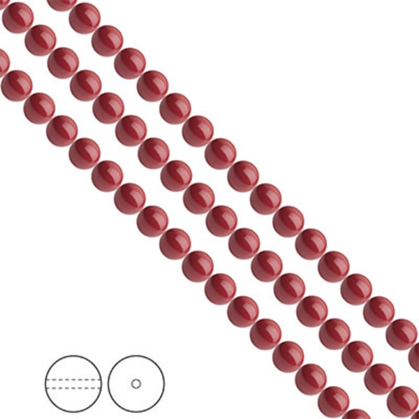 Preciosa Nacre Pearls (premiumkvalitet), 5mm, Cranberry, 25st