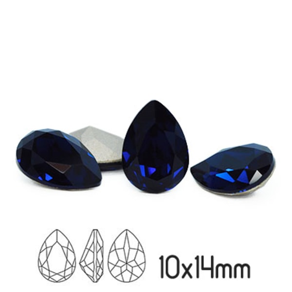 Preciosa kristall, 14x10mm Baroque Pear, Dark Indigo, 1st blå