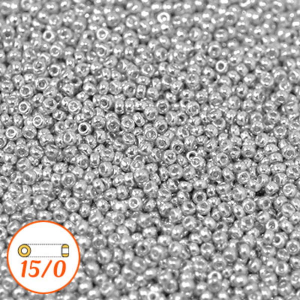 Miyuki seed beads 15/0, sterling silver plated, OBS: 2g silver