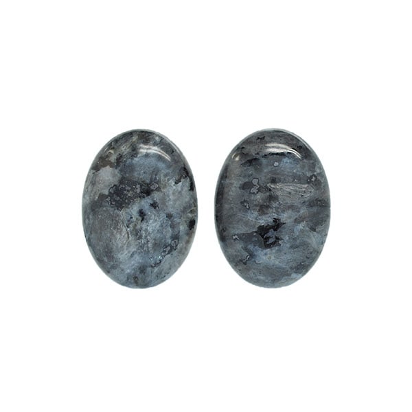 Cabochon, naturlig larvikit/"grå labradorit", ca 22x30mm oval, 1