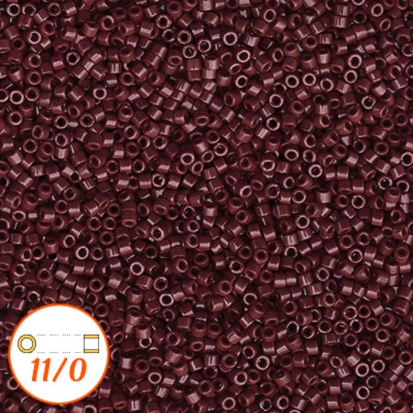 Miyuki Delica 11/0, opaque currant, 5g brun