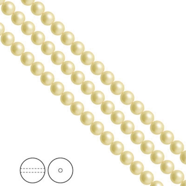 Preciosa Nacre Pearls (premiumkvalitet), 5mm, Vanilla, 25st