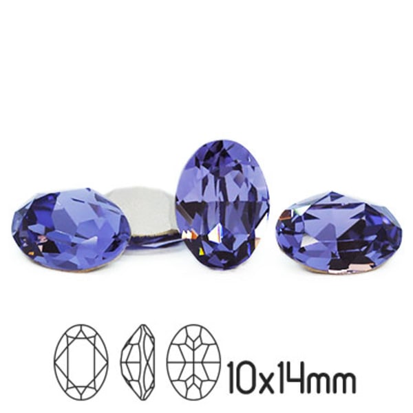Preciosa kristall, 14x10mm MC Oval, Tanzanite, 1st lila