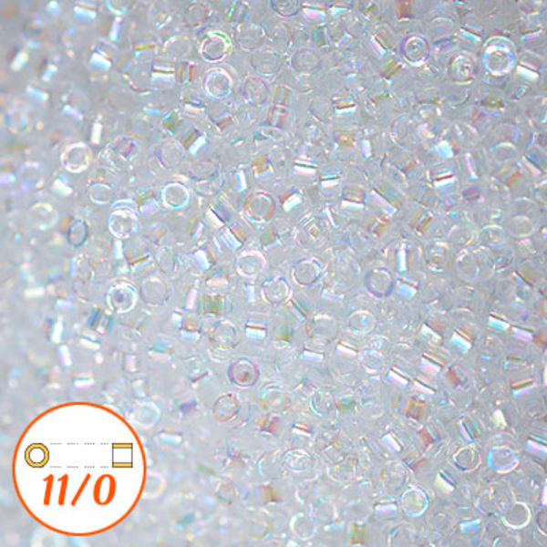 Miyuki Delica 11/0, crystal AB, 5g transparent