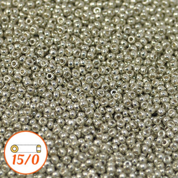 Miyuki seed beads 15/0, galvanized silver, 10g