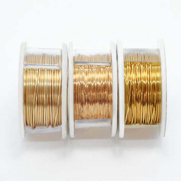 Halvrund non-tarnish gold wire, 21GA (0,7mm grov), guld/ljusguld guld