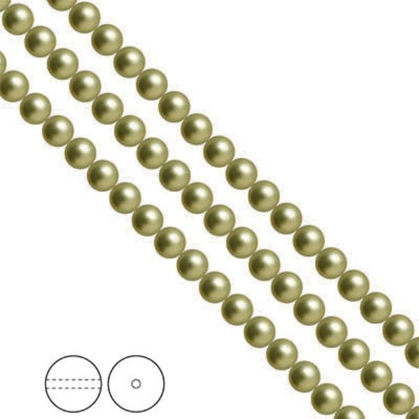 Preciosa Nacre Pearls (premiumkvalitet), 5mm, Light Green, 25st