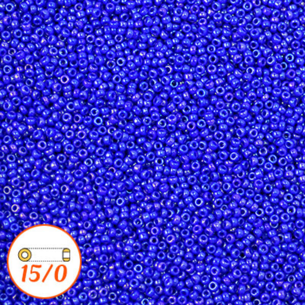 Miyuki seed beads 15/0, opaque cobalt luster, 10g blå