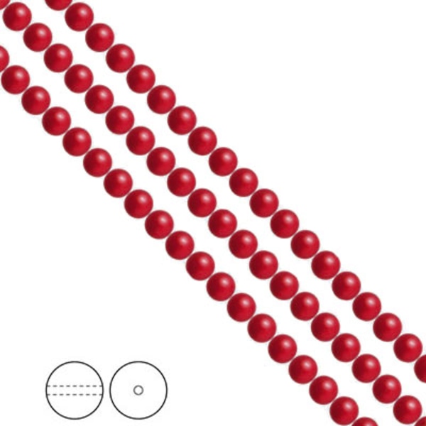 Preciosa Nacre Pearls (premiumkvalitet), 4mm, Red, 30st