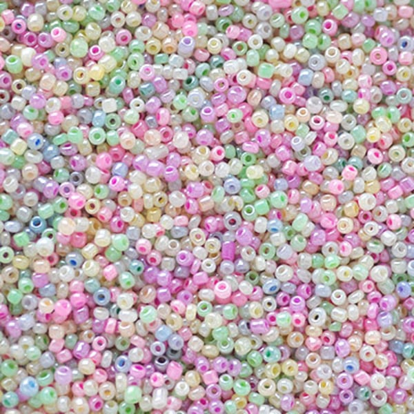 Seed beads, ca 2mm, pastellmix, 20g flerfärgad