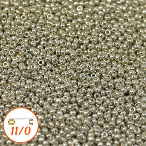Miyuki seed beads 11/0, duracoat galvanized silver, 10g silver