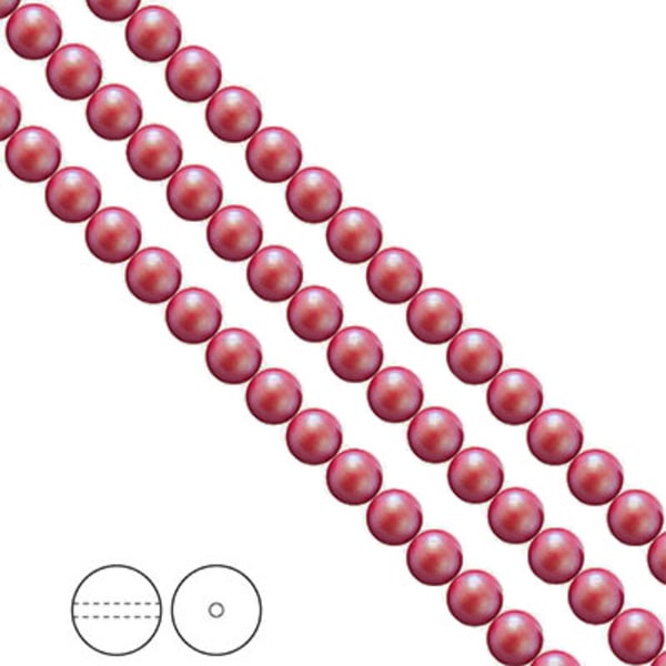 Preciosa Nacre Pearls (premiumkvalitet), 6mm, Pearlescent Red, 2