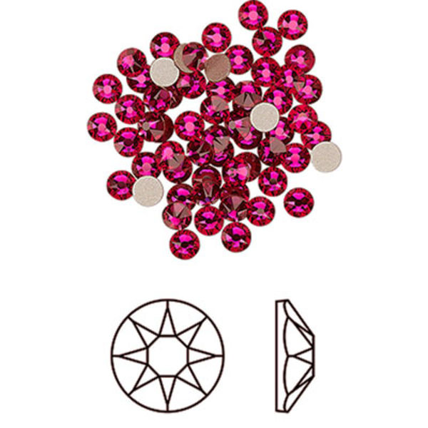 Swarovski flat back strass, 3-3.2mm, ruby, 20-pack röd