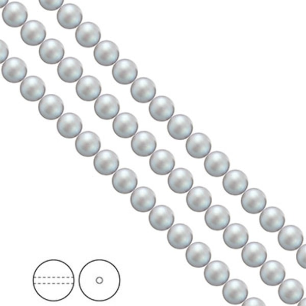 Preciosa Nacre Pearls (premiumkvalitet), 6mm, Pearlescent Grey,