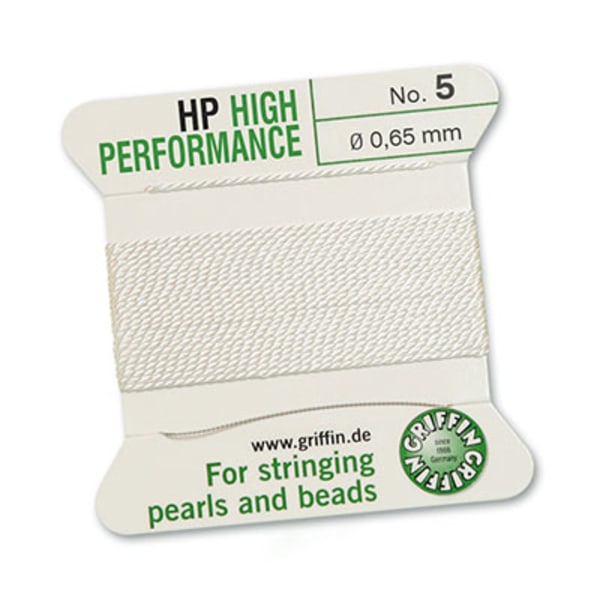 Griffin High Performance: extremt stark vit tråd med nål, 2m, vä vit №10 (0,9мм)