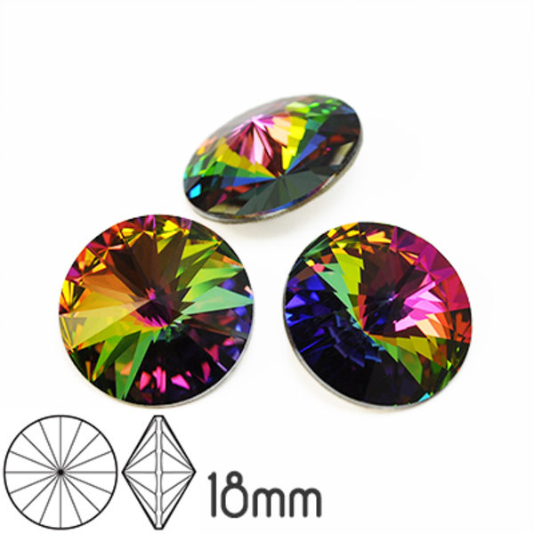 Preciosa rivoli kristaller, 18mm, Crystal Vitrail Medium, 1st flerfärgad