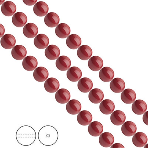 Preciosa Nacre Pearls (premiumkvalitet), 8mm, Cranberry, 20st