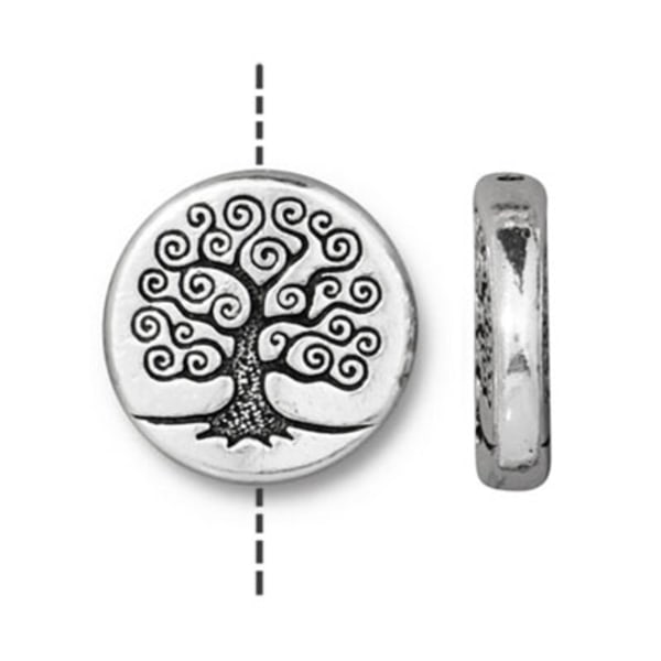 TierraCast pärla, 15mm Tree of Life, silverpläterad, 1st silver