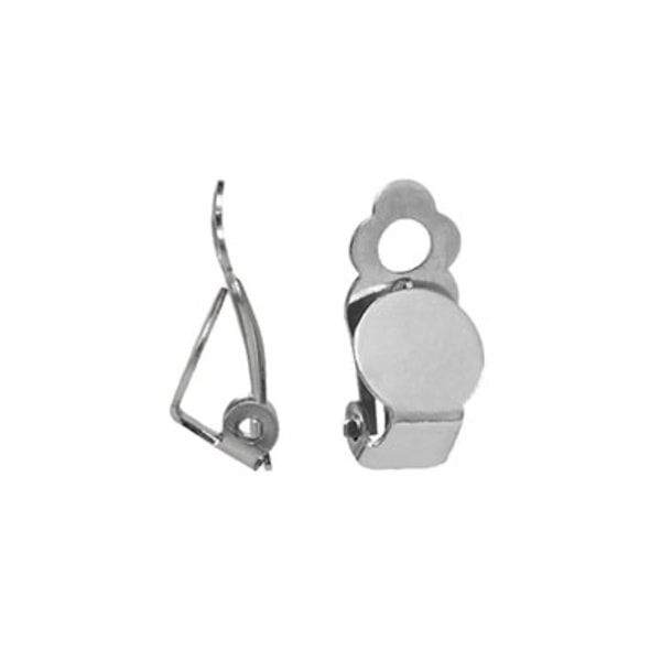 Clips för öron utan hål, rostfritt kirurgiskt stål, 2 par silver
