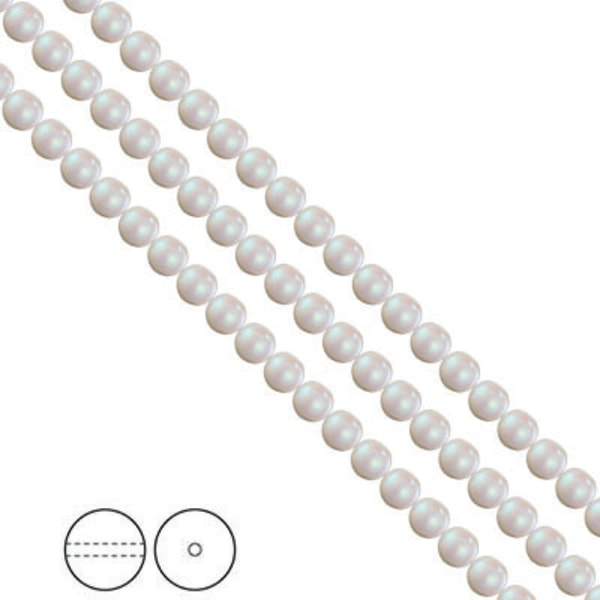 Preciosa Nacre Pearls (premiumkvalitet), 4mm, Pearlescent White,
