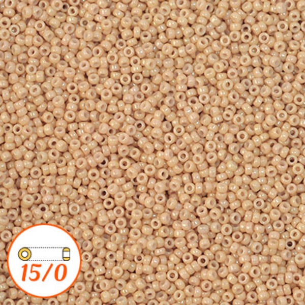 Miyuki seed beads 15/0, opaque tan luster, 10g beige