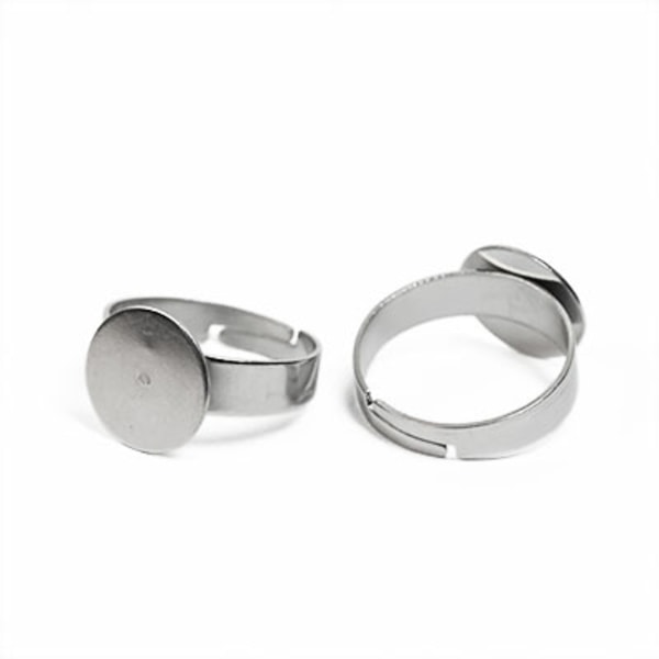 Fingerringar med 12mm fästplatta, rostfritt kirurgiskt stål, 2st silver