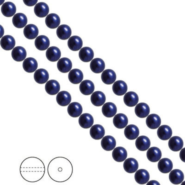 Preciosa Nacre Pearls (premiumkvalitet), 6mm, Dark Blue, 25st