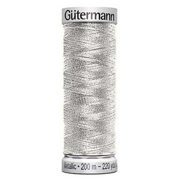 Gütermann metallic broderitråd, silverfärgad, 200m silver