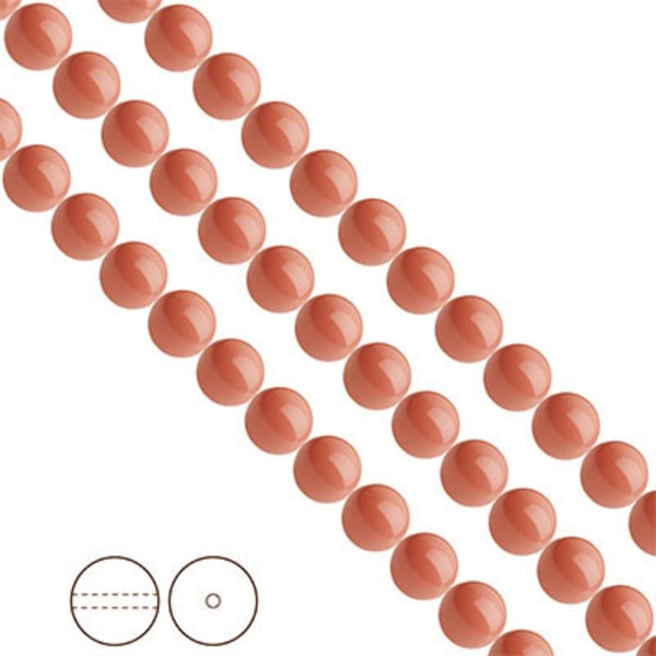 Preciosa Nacre Pearls (premiumkvalitet), 8mm, Salmon Rose, 20st
