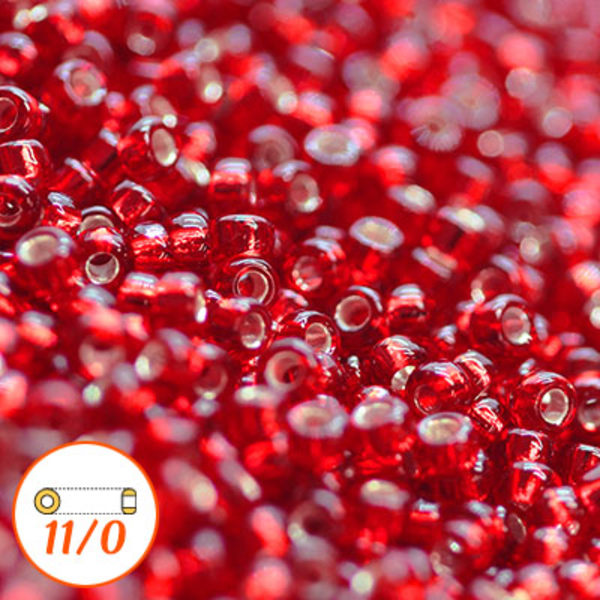 Miyuki seed beads 11/0, silver-lined ruby, 10g