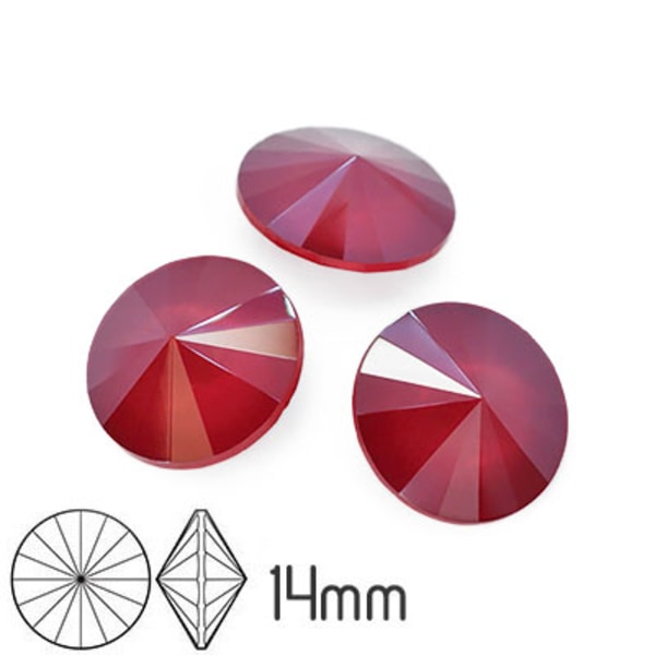 Aurora rivoli kristaller, 14mm, Crystal Royal Red, 2st röd