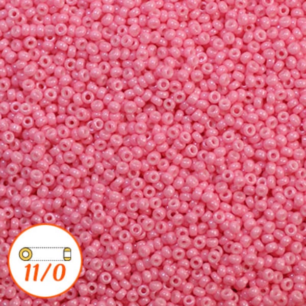 Miyuki seed beads 11/0, dyed opaque candy pink, 10g rosa