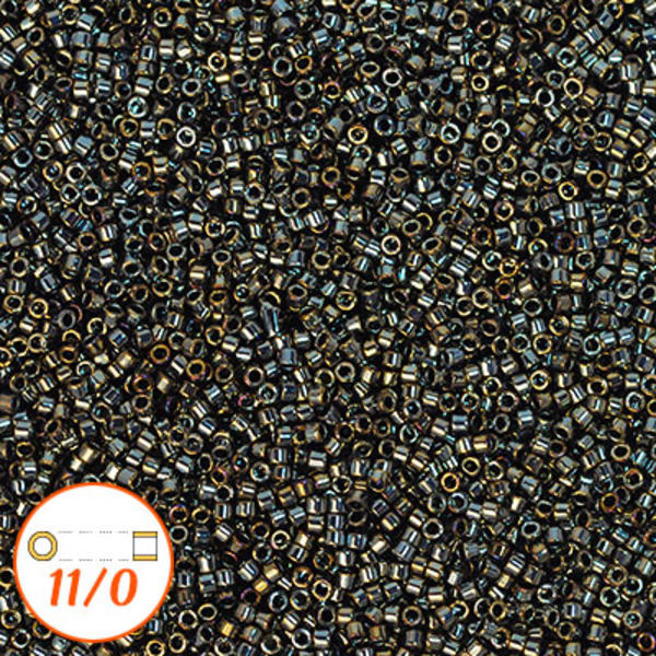 Miyuki Delica 11/0, metallic black iris, 5g svart