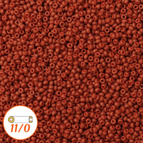 Miyuki seed beads 11/0, matte glazed terracotta, 10g brun