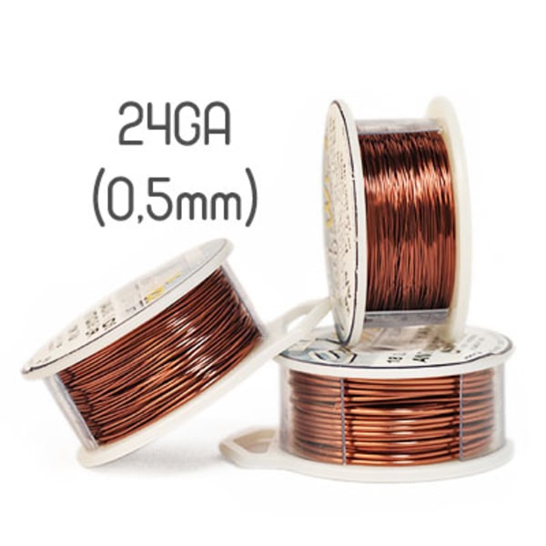 Non-tarnish antique copper wire, 24GA (0,5mm grov)